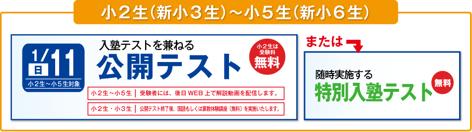 公開テスト・
特別入塾テスト